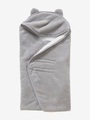 Babydecke mit Kapuze, Mikrofaser/Fleece weiss/grau
