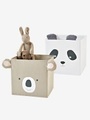VERTBAUDET, 2 Stoff-Aufbewahrungsboxen, Kinderzimmer taupe+hellgrau