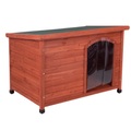 zooplus Exclusive, Spar-Komplettset: Hundehütte Woody Flachdach mit Isolierung - Größe L: B 115 x T 76 x H 80 cm