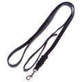 Heim, Heim Lederleine mit eingeflochtenem Karabiner, schwarz - 200 cm lang, 18 mm breit