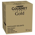 Gourmet, Jumbopack Gourmet Gold Saftig-Feine Streifen 96 x 85 g - Huhn, Meeresfisch, Rind, Lachs