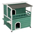 bitiba, Katzenhaus Sonnendach - L 91,5 x B 71 x H 82 cm - grün / weiss