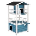 bitiba, Katzenhaus Penthouse - L 72 x B 72 x H 124 cm - blau / weiß