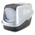 savic, Savic Katzentoilette Nestor Impression ´´Love´´ - Toilette schwarz / silber mit ´´Love´´ Druck