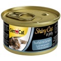 10 + 2 gratis! 12 x 70 g GimCat ShinyCat Jelly - Thunfisch & Garnelen