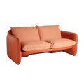 Mara Sofa / L 180 cm - Polyethylen in Ledergeflecht-Optik & Stoff - Slide orange en plastikmaterial/textil