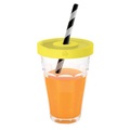 Designerbox, Becher Picardie Jars glas plastikmaterial gelb grün transparent / 2 Duralex-Gläser mit Deckeln - Designerbox gelb en glas