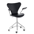 Série 7 Drehsessel / Leder - Fritz Hansen schwarz en leder