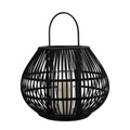 Laterne Striped Apple holz schwarz / Bambus - H 46 cm - Pols Potten schwarz en holz