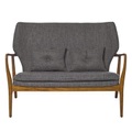 Peggy Sofa / 2-Sitzer - L 124 cm - Pols Potten grau/holz natur en textil/holz
