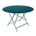 Klapptisch Bistro metall blau / Ø 117 cm - mit Sonnenschirmloch - Fermob blau en metall