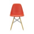 DSW - Eames Plastic Side Chair Stuhl / (1950) - Helles Holz - Vitra rot en plastikmaterial
