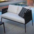 Gartensofa 2-Sitzer Luce textil weiß grau / L 142 cm - Handgeflochtenes Seil - Unopiu weiß en textil
