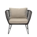 Mundo Gepolsterter Sessel / für Haus, Terrasse und Garten - Bloomingville schwarz/beige en textil