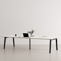 Open Space Schreibtisch New Modern metall holz schwarz / 6 Plätze - 320 x 140 cm / Schichtstoff & schwarzer Mittelfuß - TIPTOE schwarz en metall