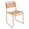 Fermob, Surprising Stapelbarer Stuhl / Holz & Metall - Fermob rot/orange/holz natur en metall/holz