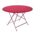 Bistro Klapptisch / Ø 117 cm - mit Sonnenschirmloch - Fermob rosa en metall