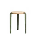 Stappelbarer Hocker Lou metall grün holz natur / H 45 cm - Stahl & Eiche - TIPTOE en