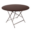 Bistro Klapptisch / Ø 117 cm - für 6 bis 8 Personen - mit Sonnenschirmloch - Fermob braun en metall