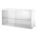 String Furniture, String® System Kiste / mit 2 Schiebetüren aus Glas - L 78 cm - String Furniture weiß/transparent en glas/holz