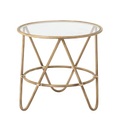 Bloomingville, Verdon Couchtisch / Ø 50 cm - Metall mit Bambus-Imitation - Bloomingville beige/transparent/holz natur en metall/glas/holz