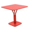 Luxembourg quadratischer Tisch / einbeiniger Tisch - für 2 bis 4 Personen - 80 x 80 cm - Fermob rot en metall