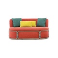 Ethimo, Rotin Sofa 2 Sitzer / L 164 cm - Teakholz abgebeizt & Stoff - Ethimo orange/holz natur en textil/holz