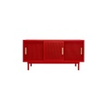 Tolix, Anrichte 3 portes metall rot / L 150 x H 75 cm - Lochstahl & Eiche - Tolix rot en metall