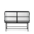 Haze Anrichte / L 110 x H 90 cm / 2 Türen aus geriffeltem Glas - Ferm Living schwarz en metall/glas