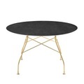 Kartell - Runder Tisch Glossy Diam Beige, Braun & Verchromt Ø 128 cm - 04580cn
