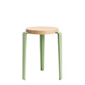 Stappelbarer Hocker Lou metall grün holz natur / H 45 cm - Stahl & Eiche - TIPTOE grün en metall