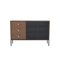 Harto, Gabin Anrichte / Hoch - 3 Schubladen - L 120 cm - Hartô grau/holz natur en holz