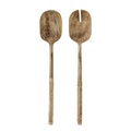 Bloomingville, Juni Salatbesteck / Holz & geflochtener Bambus - Bloomingville beige en holz