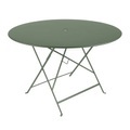 Bistro Klapptisch / Ø 117 cm - mit Sonnenschirmloch - Fermob grün en metall