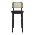 Cannage Barhocker / H 65 cm - Leder - RED Edition schwarz en faser/holz