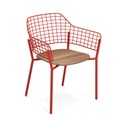 Lyze Stapelbarer Sessel / Sitzfläche Teakholz - Emu rot/holz natur en metall/holz