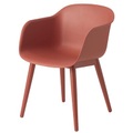 Muuto, Sessel Fiber plastikmaterial holz rot / 4 Stuhlbeine aus Holz - Muuto rot en plastikmaterial