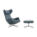 Grand Repos Set Sessel & Fußstütze / dreh- & & lehnbar - Leder - Vitra blau en leder