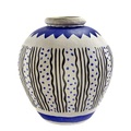 Milieux de vos tables Vase / von Hand bemalte Vliestapete - Serax weiß/blau/schwarz en papierfaser