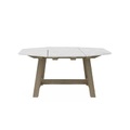 Rafael Octogonal quadratischer Tisch / 160 x 160 cm - Marmor & abgebeiztes Teakholz - 8 Personen - Ethimo weiß en stein