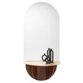 Mogg, Wandspiegel Brame glas holz gold / Konsole - Klappbares Tablett - L 80 x H 180 x T 47 cm - Mogg gold en glas