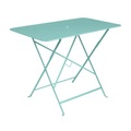 Bistro Klapptisch / 97 x 57 cm - für 4 Personen - mit Sonnenschirmloch - Fermob blau en metall