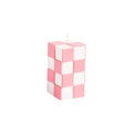 Check Small Kerze / 1 Docht - H 8 cm - & klevering weiß/rosa en wachs