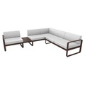 Bellevie Ecksofa / n° 3 A - 275 x 231 cm - Tissu blanc grisé - Fermob weiß en metall/textil
