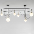 Artemide, nh S5 Elliptic Pendelleuchte / 6 mobile Kugeln 169 x 93 cm x H 97 cm - Artemide weiß/schwarz en metall/glas
