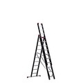 Altrex Mehrzweckleiter, Alu beschichtet 3-teilig, schwarz 3 x 10 Sprossen