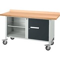 Mobile Werkbank Schäfer Shop Select PWi 150-1, Buche-Multiplexplatte, bis 400 kg, B 1500 x T 700 x H 840 mm, Anthrazit/Lichtgrau