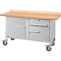 Mobile Werkbank Schäfer Shop Select PWi 150-3, mitteldichte Faserplatte (MDF), bis 400 kg, B 1500 x T 680 x H 838 mm, Weissaluminium
