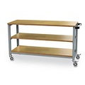 bedrunka+hirth, Mobiler Arbeitstisch Bedrunka+Hirth, Buche-Multiplex-Arbeitsplatten, 2 Fachböden, Schiebegriff, bis 400 kg, B 1200 x T 540 x H 880 mm, Stahlblech