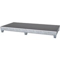 Auffangwanne ASECOS, Stahl, mit Gitterrost u. Staplerschuhen, 340 l Auffangvolumen, B 1210 x T 2455 x H 250 mm, verzinkt